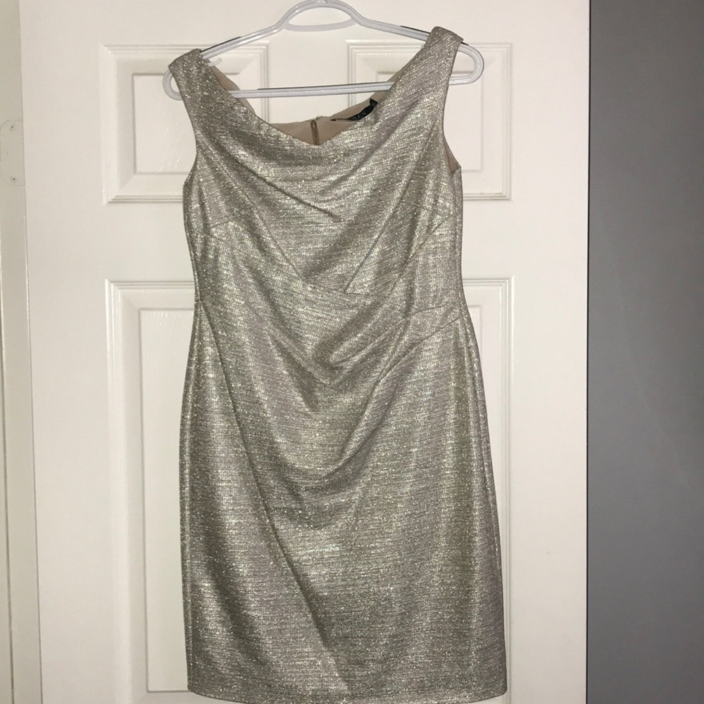 RALPH LAUREN silver dress.